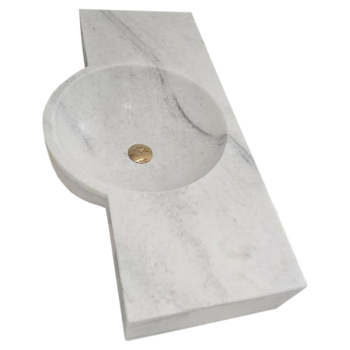 Carrara White Marble Above-vanity Wall-mount Bathroom Sink NTRVS152