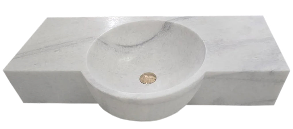 Carrara White Marble Above-vanity Wall-mount Bathroom Sink NTRVS152