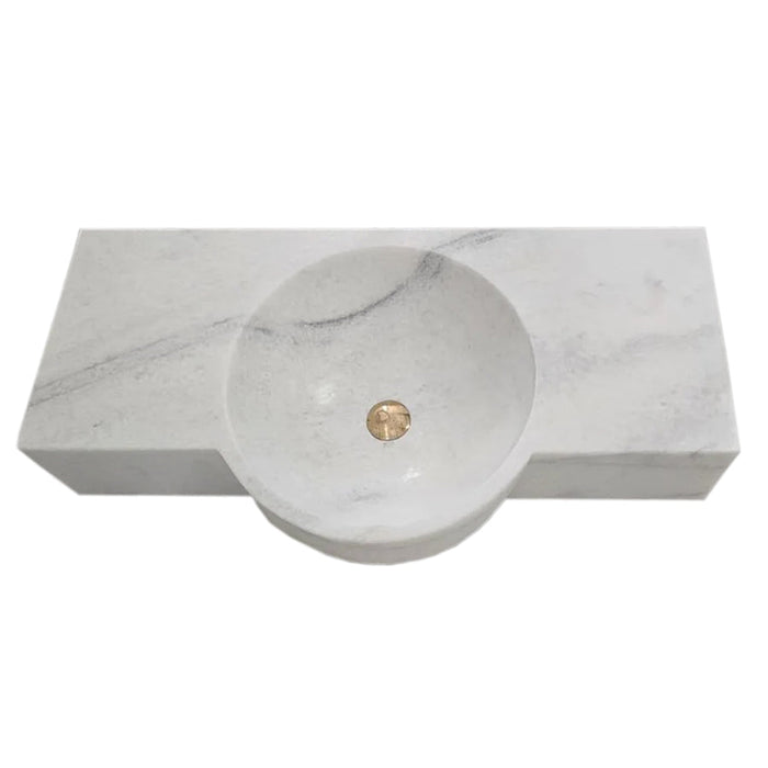 Carrara White Marble Above-vanity Wall-mount Bathroom Sink NTRVS152