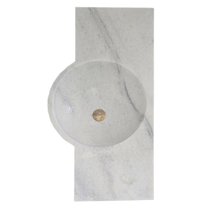 Carrara White Marble Above-vanity Wall-mount Bathroom Sink NTRVS152