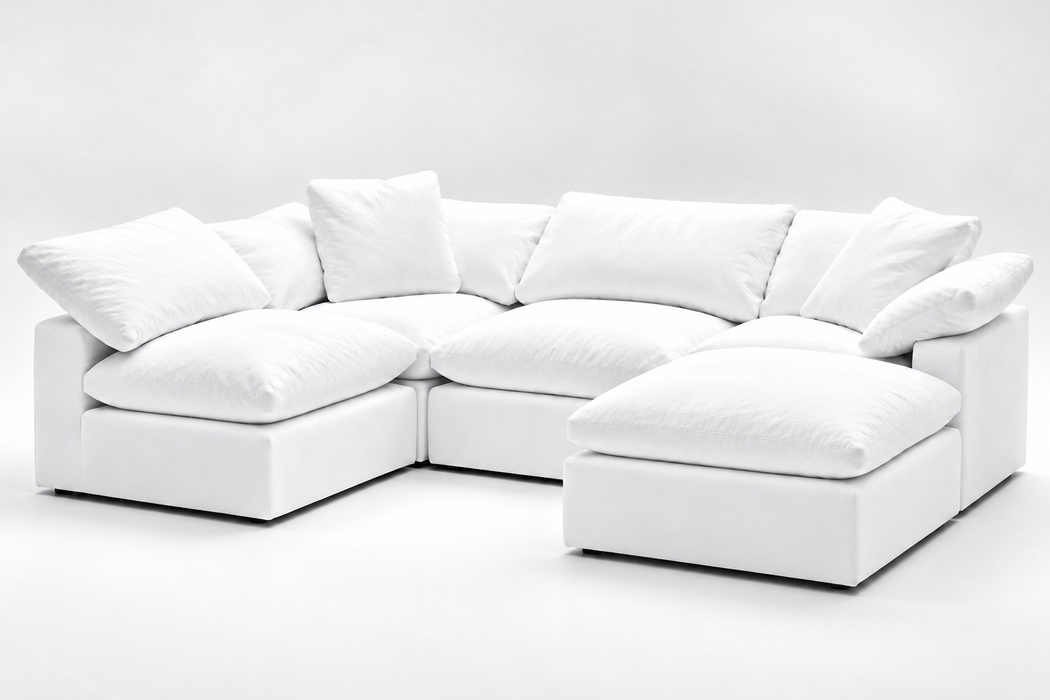 5-Cube Modular U-Sofa Armless & Ottoman Chaise