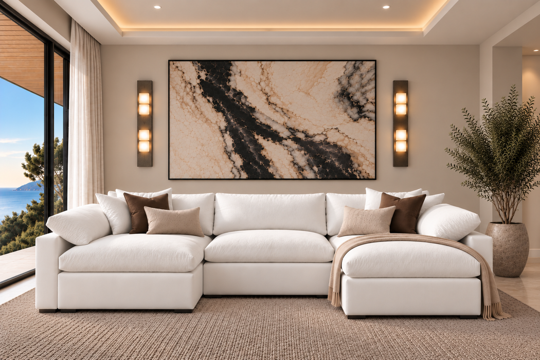 5-Cube Modular U-Sofa Armless & Ottoman Chaise