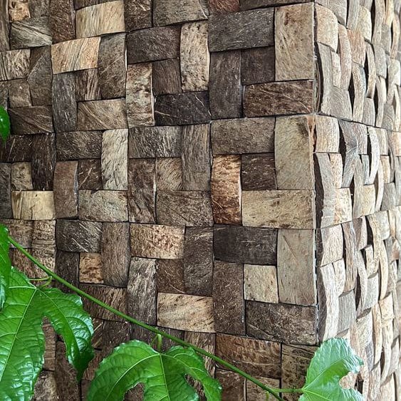 Coconut Shell Basketweave Mesh-mounted Mosaic Wall Tile - Livfloors Collection