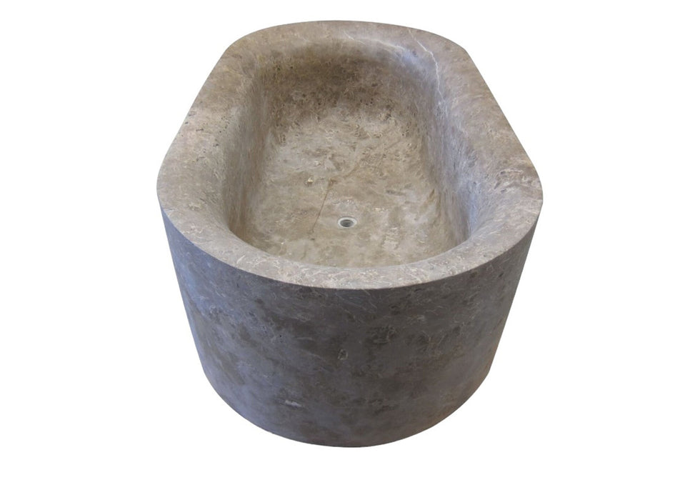 Coffee Brown Natural Stone Oval Shape Hand-Carved Unique Marble Bathtub (W)40" (L)72" (H)22"
