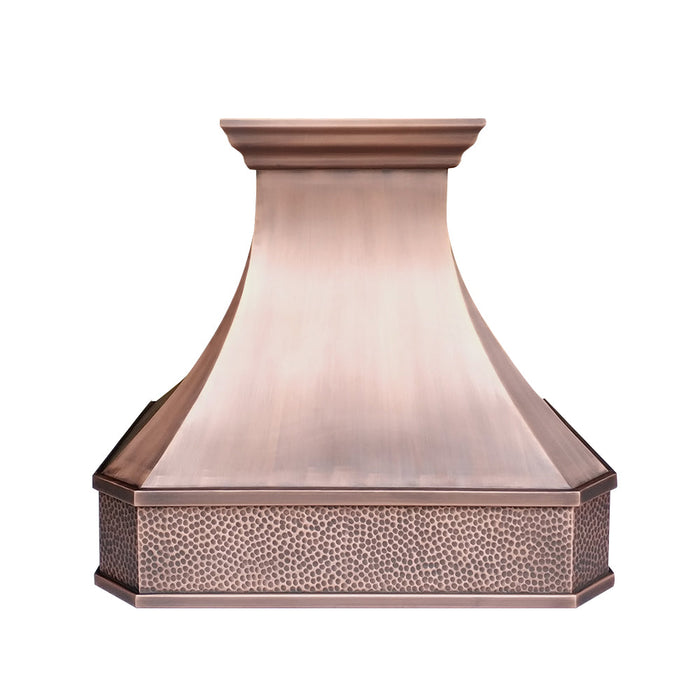 Curved Custom Natural Copper Kitchen Hood