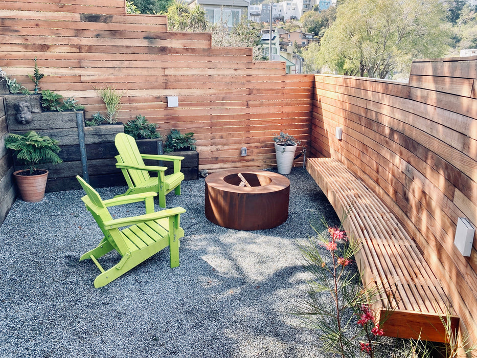 Wood-Burning Circular Corten Steel Fire Pit - FREE SHIPPING!