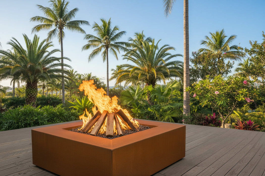 Square Corten Fire Pit Table - FREE SHIPPING