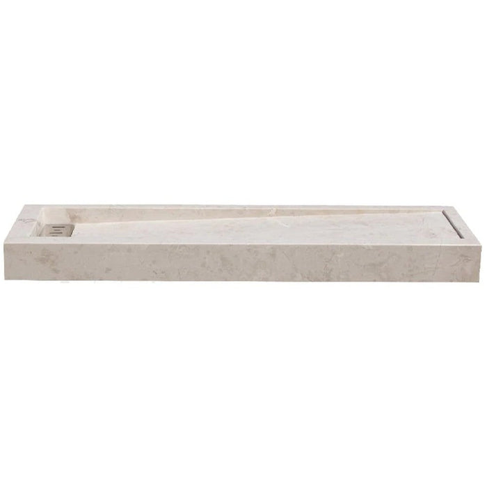 Cream Royal Marble Hand Carved Rectangular Shower Base 16 x 48 Inch Honed Finish