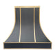Curved Black Stainless Steel Custom Range Hood with Brass Bands