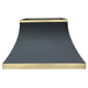 Curved Stainless Steel Custom Range Hood with Brass Accents
