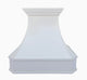 Curved Glossy White Stainless Steel Kitchen Range Hood with Corners and Crown