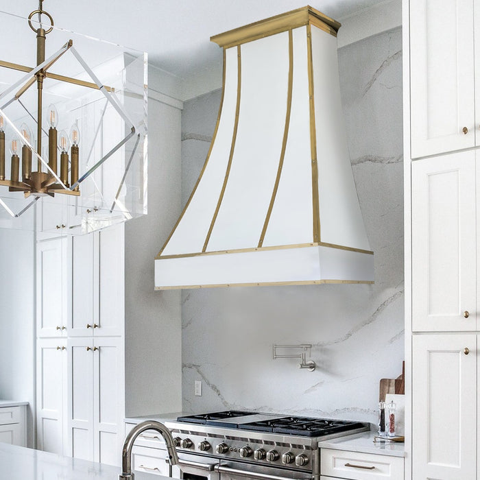 Curved Stainless Steel Custom Range Hood with Mirror Crown