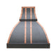 Curved Custom Copper Kitchen Hood with Natural Copper Bands
