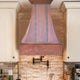 Farmhouse Custom Copper Vent Hood with Bands and Hammered Apron