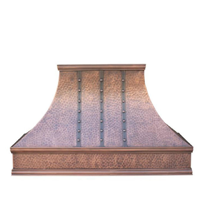 Sweep style Hand Hammered Custom Copper Range Hood