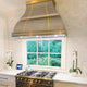 Curved Stainless Steel Custom Range Hoods with Brass Accents