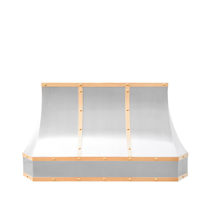 Stainless and Brass Custom Range Hoods with Cut Off Edges