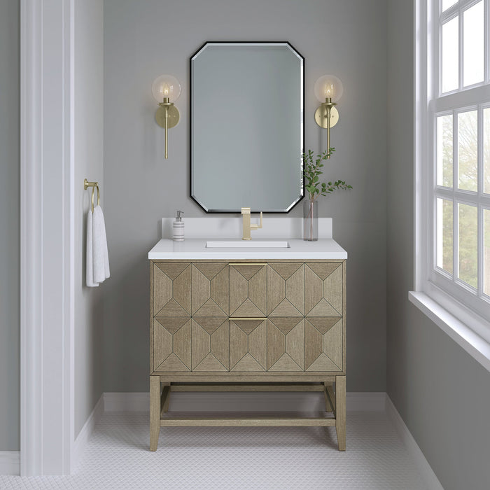 James Martin Emmeline 36" Single Bathroom Vanity, Pebble Oak