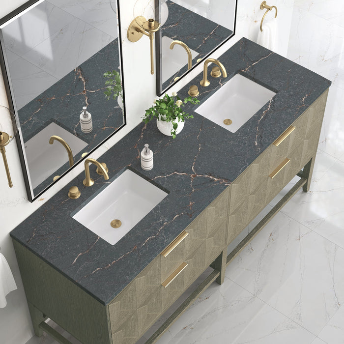 James Martin Emmeline 72" Double Bathroom Vanity, Pebble Oak