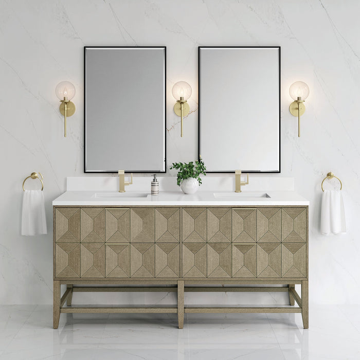 James Martin Emmeline 72" Double Bathroom Vanity, Pebble Oak