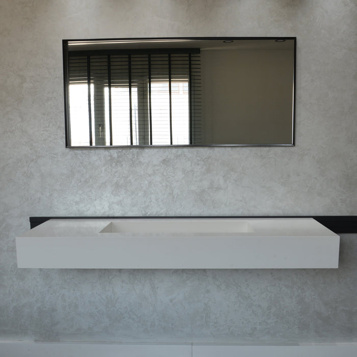 Engineered Quartz Bathroom Vanity - White Polished Single Sink