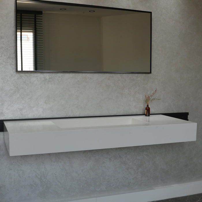 Engineered Quartz Bathroom Vanity - White Polished Single Sink
