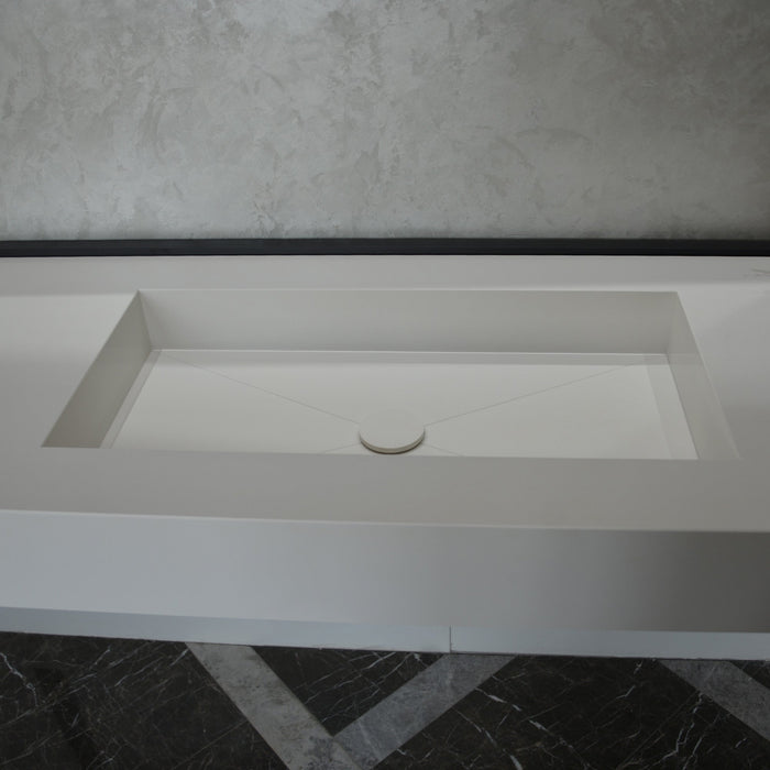Engineered Quartz Bathroom Vanity - White Polished Single Sink