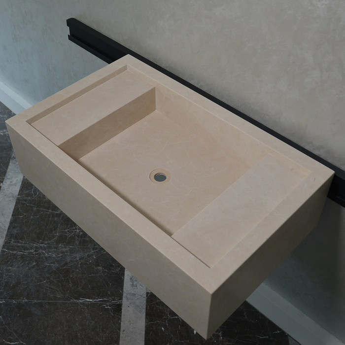 Light Pearl Marble Natural Stone Bathroom Vanity Sink - Handmade Custom