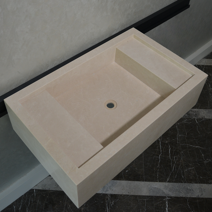 Light Pearl Marble Natural Stone Bathroom Vanity Sink - Handmade Custom
