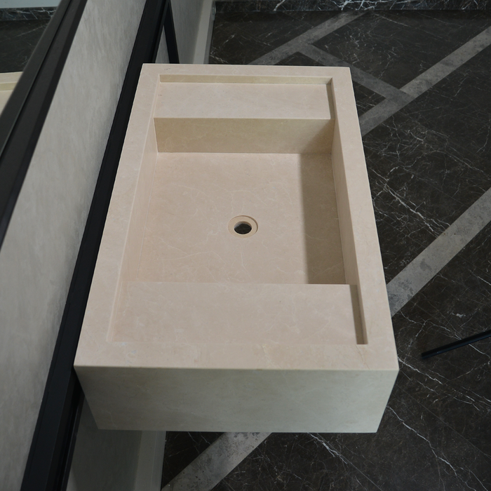 Light Pearl Marble Natural Stone Bathroom Vanity Sink - Handmade Custom