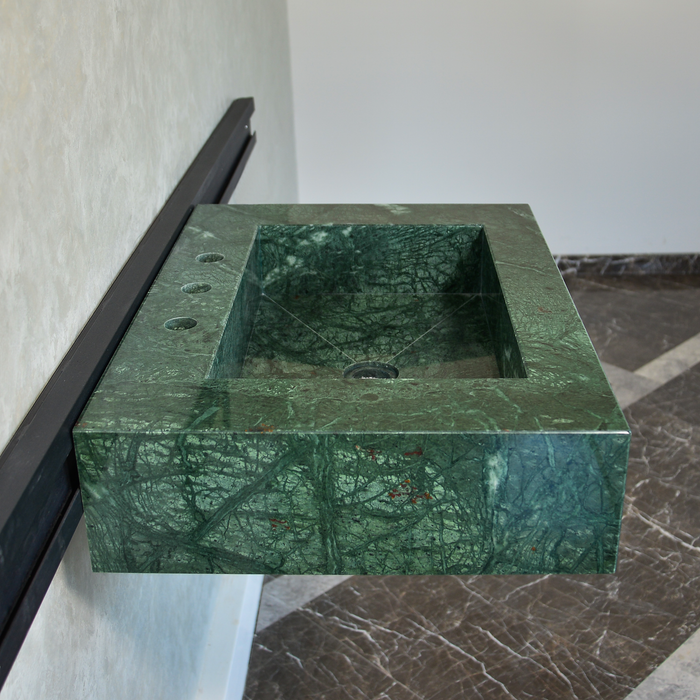 Verde Guatemala Marble Sink - Custom Handcrafted Green Matte Finish Bathroom Vanity