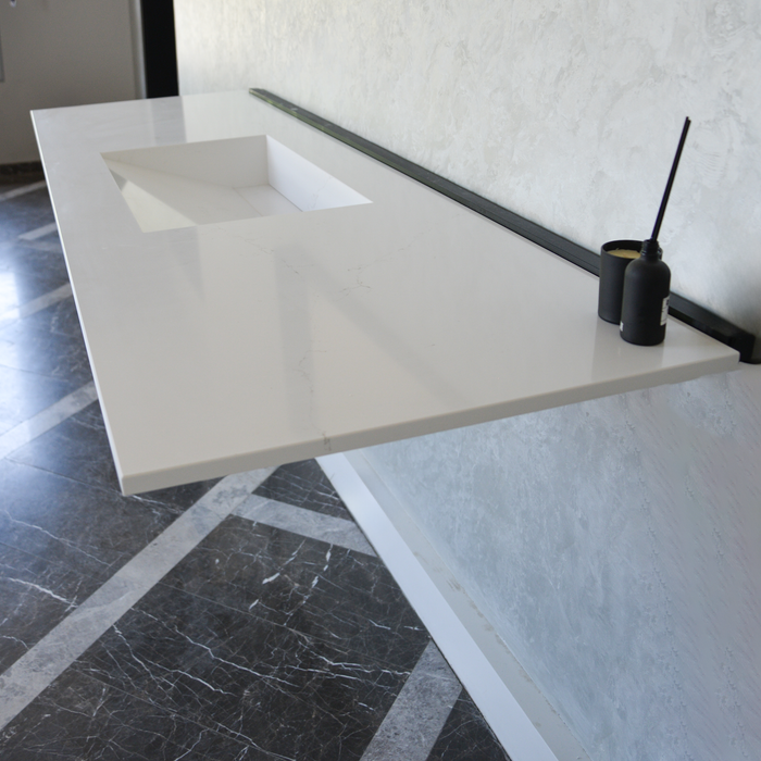 Engineered Quartz Bathroom Vanity Sink - Wall Mounted Hiedra