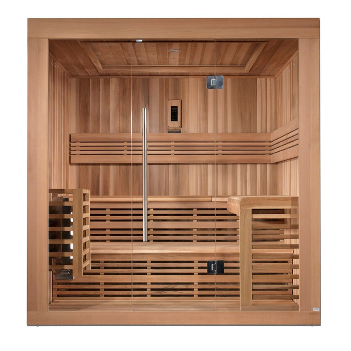SAUNA EVOLUTION®  6 Person Indoor Double bench Steam Sauna Glass 18