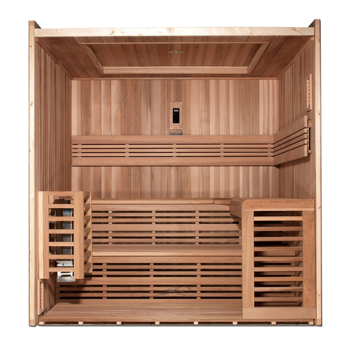 SAUNA EVOLUTION®  6 Person Indoor Double bench Steam Sauna Glass 18