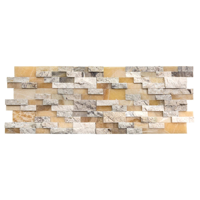 DaVinci Mixed Ledger 3D Panel 6"x24" Natural Marble Wall Tile - Full Truckload