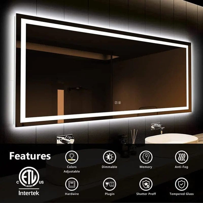 Deluxe Center Glow LED Bathroom Mirror