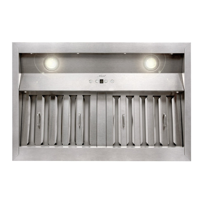 Nauxus 30" Range Hood Insert, Stainless Steel Kitchen Vent Hood with Dimmable LED Lights, 600CFM , NX-E90-30