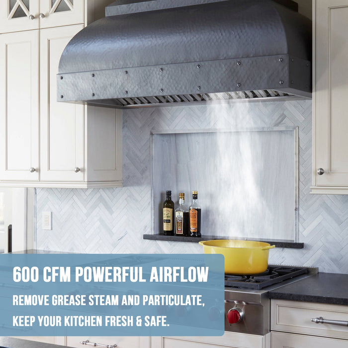 Nauxus 30" Range Hood Insert, Stainless Steel Kitchen Vent Hood with Dimmable LED Lights, 600CFM , NX-E90-30