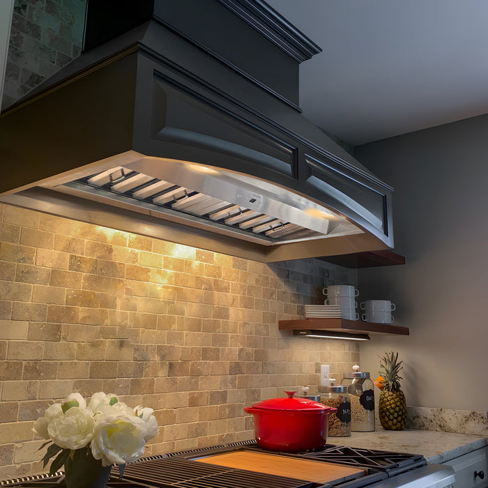 Nauxus 30" Range Hood Insert, Stainless Steel Kitchen Vent Hood with Dimmable LED Lights, 600CFM , NX-E90-30