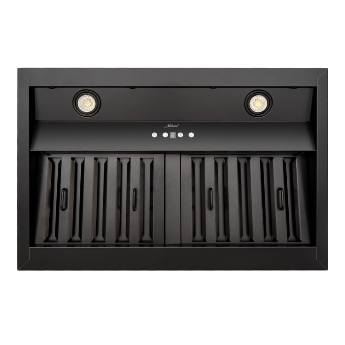 30 Inch Range Hood Insert, Ultra Quiet Stainless Steel Ducted Insert/Built-in Kitchen Vent Hood with Powerful Suction, Dimmable LED Lights and Dishwasher Safe Filters, 600 CFM - Matte Black