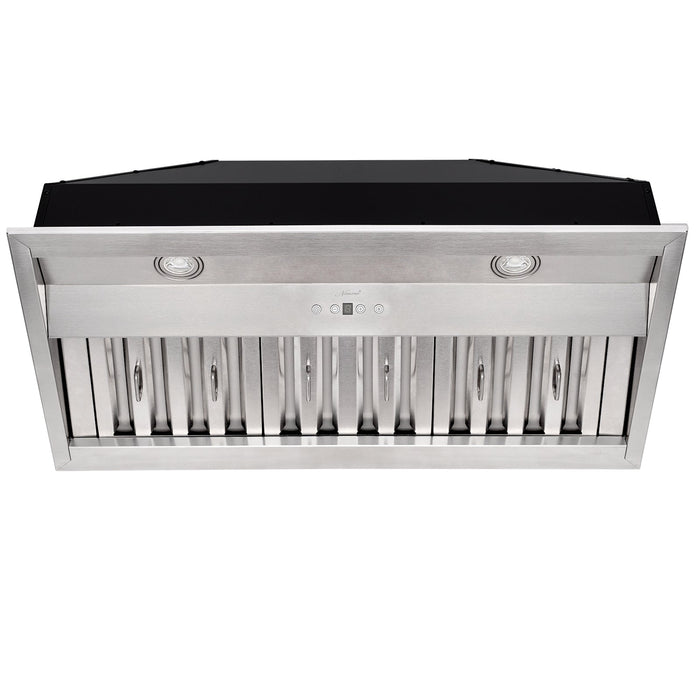 Range Hood Insert 36 Inch, Ultra Quiet, Powerful Suction Built-in Kitchen Vent Hood, Stainless Steel Ducted Stove Hood with Dimmable LED Lights Warm White, 3-Speeds 600CFM