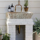 Light Travertine Wall-Mount Outdoor Sink - Handcrafted Rustic Old-World 18x28x8
