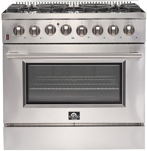Forno Galiano Gold Professional - 36 in. 5.36 cu. ft. Freestanding Dual Fuel Range with Gas Stove and Electric Oven in Stainless Steel, FFSGS6156-36 - Farmhouse Kitchen and Bath