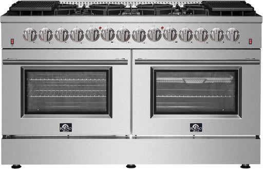 Forno Galiano - 60 in. Gold Professional Freestanding Dual Fuel Range, Stainless Steel FFSGS6156-60 - Farmhouse Kitchen and Bath
