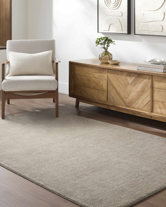 Brockton Solid Wool Gray Area Rug