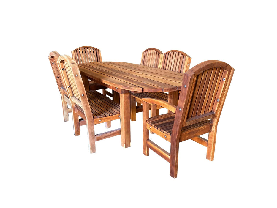 Farmhouse Oval Redwood Dining Table