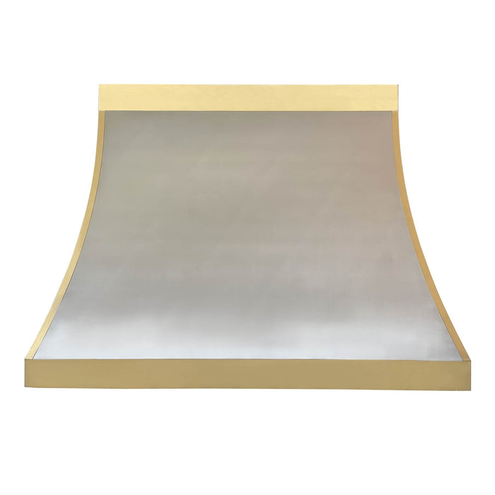 Curve Custom Stainless Steel Kitchen Hoods Brass Accent