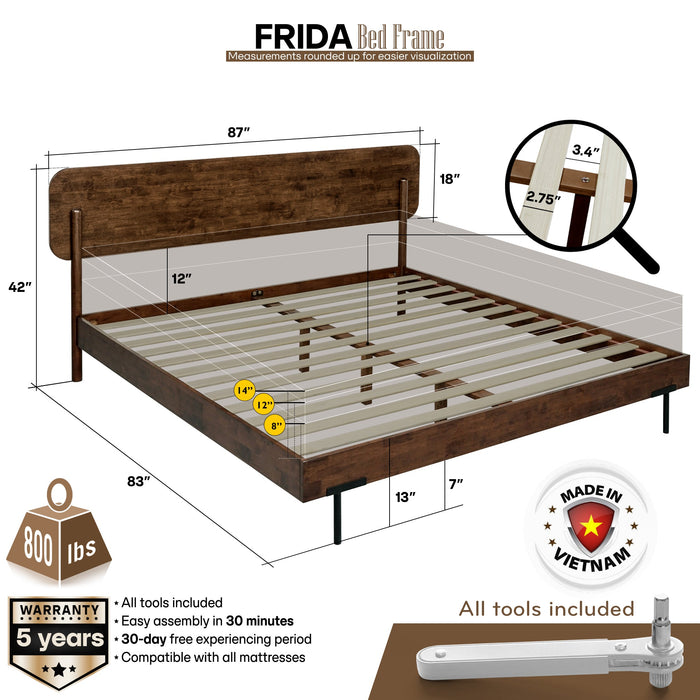 Frida Deluxe Solid Wood Bed Frame