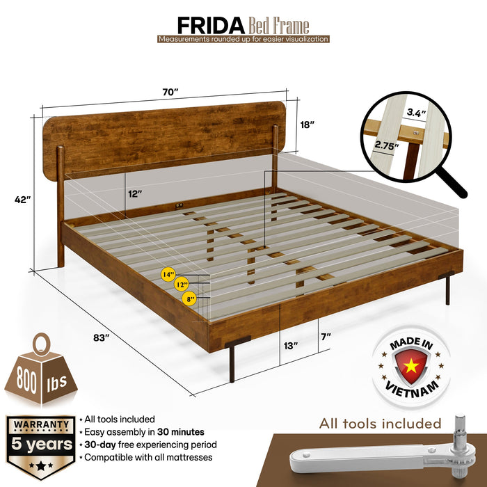 Frida Deluxe Solid Wood Bed Frame