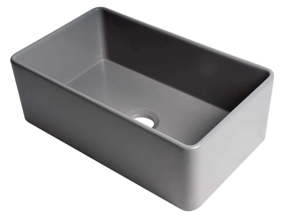 ALFI brand Smooth Apron 30" Single Bowl Fireclay Farm Sink ABF3018